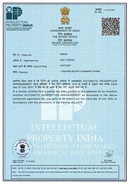 Patent Certificate-389926